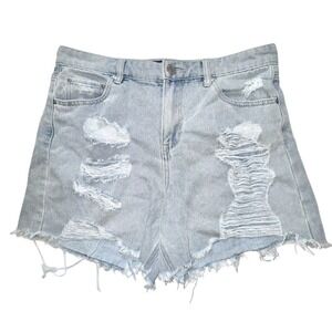 Indigo Rein‎ Women's Distressed Denim Cut-Off Shorts Blue Size 11 Y2K high rise